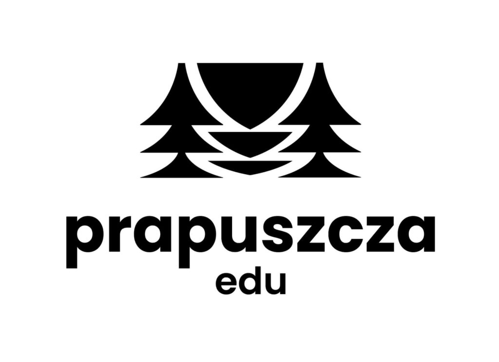 Logotyp czarny na białym tle: napis prapuszcza, a pod nim mniejszy dopisek edu