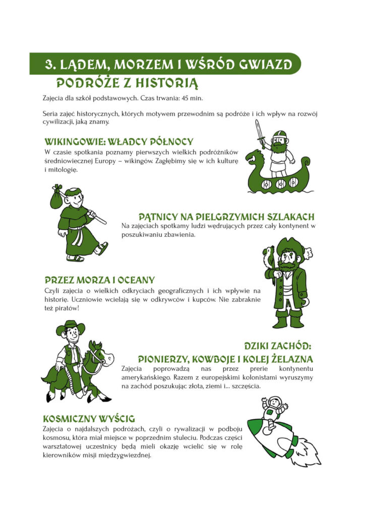 Cykl 3. Lądem, morzem i wśród gwiazd. Podróże z historią z opisem zajęć
