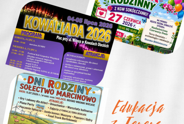 Grafika z plakatami wydarzeń i dopiskiem Edukacja z Terrą